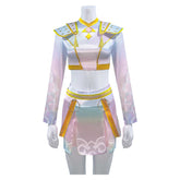 KPop Demon Hunters (2025) Zoey What It Sounds Like White Holographic Set Outfits Huntrix Cosplay Costume